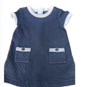 2T Baby Gap Navy Blue White Quilted Look Knit Dress